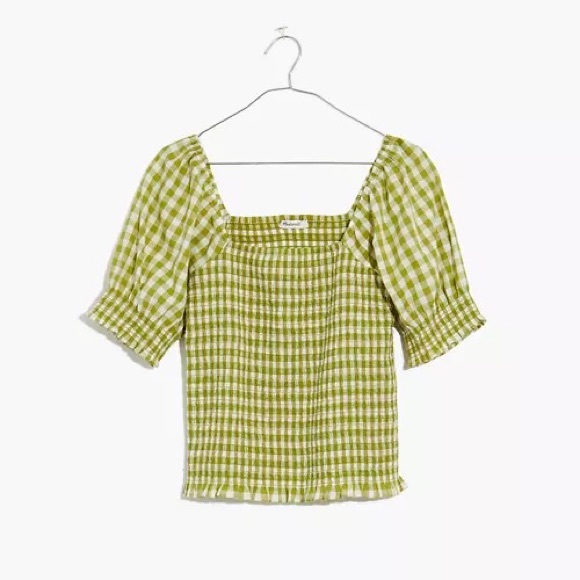Madewell Tops - madewell lucie puff-sleeve smocked gingham top